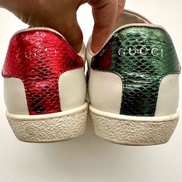 Gucci Ace Bee Embroidered Sneakers White leather Web Stripe Size EU 39.5 US 9.5 - Picture 6 of 14